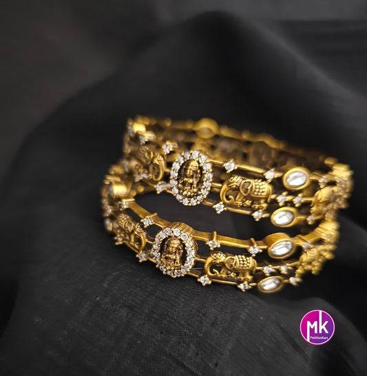 Victorian Bangle / Ethnic Bangles / Celebrity style / Gaja Lakshmi design Bangle - Set of 2 bangles - Size 2.6/2.8 - MK Fashionkart
