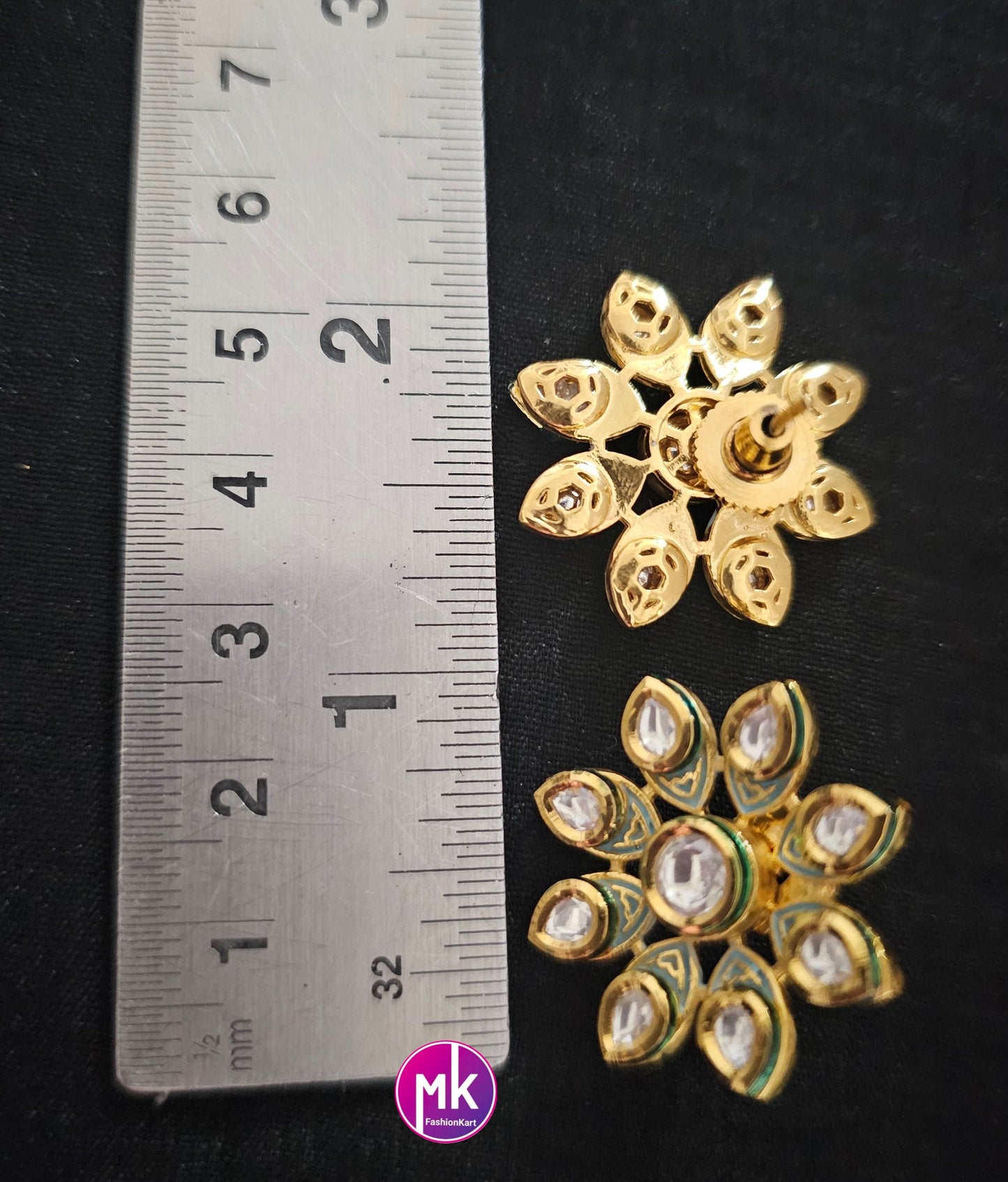 Bollywood Jaipur Royal uncut Kundan Polki Gold plated Studs - Sabyasachi type Earrings - Wedding Studs - Bridal Studs - Gold stone Studs
