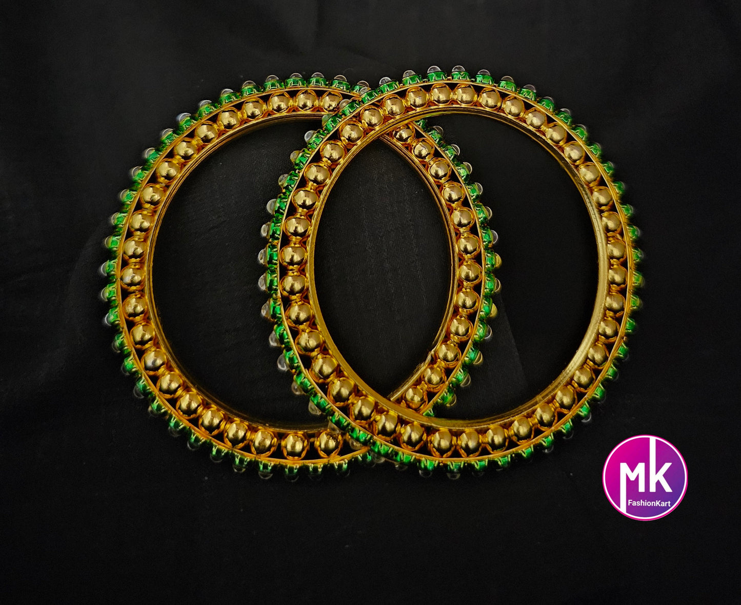 Bollywood Jaipur Kundan Meena Polki Stone trending Bangles - Set of 2 Bangles - MK Fashionkart