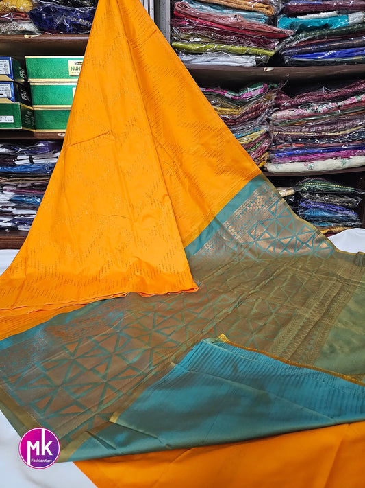 Trendy Rich Jari Bhutta work embossed Fancy Silk Saree with Running Blouse - Easy to drape - Lite weight Saree - Saree with running blouse