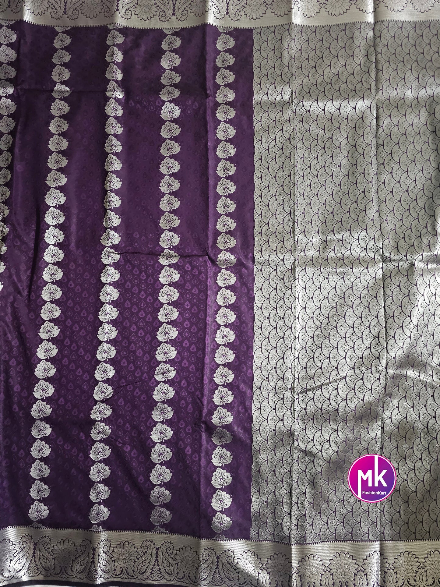 Fancy Soft Silk Bhutta Embossed Saree with Rich Pallu - Easy to Drape like soft silk saree - Saree with running blouse - MK Fashionkart