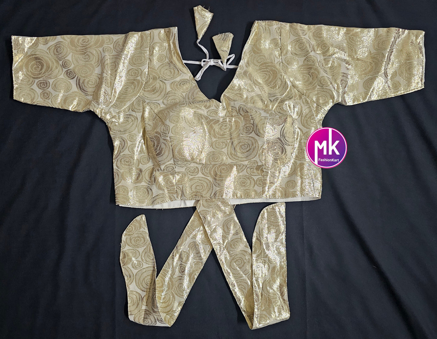 Bollywood Georgette with Anmol gold zari weaving shining saree with tussle stitched blouse - Designer stitched blouse - MK Fashionkart