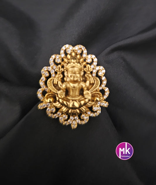 Premium Quality Lakshmi Antique finish AD stones Finger Ring (Adjustable)/Bollywood Ring -  MK Fashionkart - Indian Fashion Jewelry