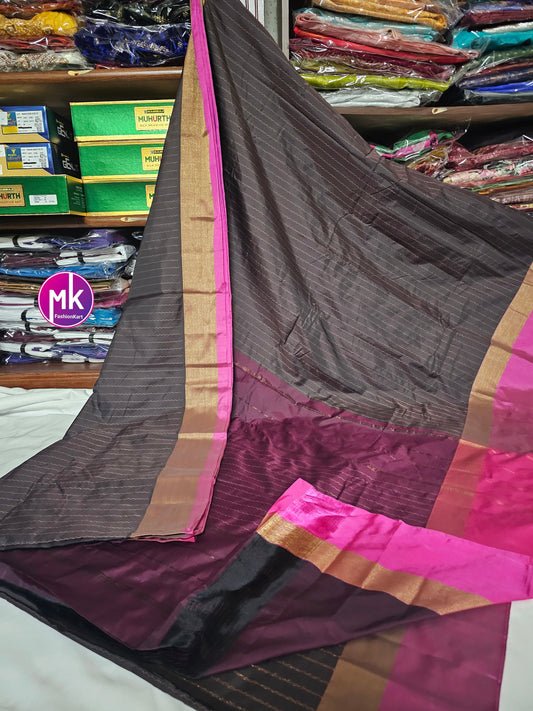 Arani Semi Silk Saree with Vaira Usi design and running blouse - Saree w running blouse (unstitched) - Easy to Drape saree - MK Fashionkart