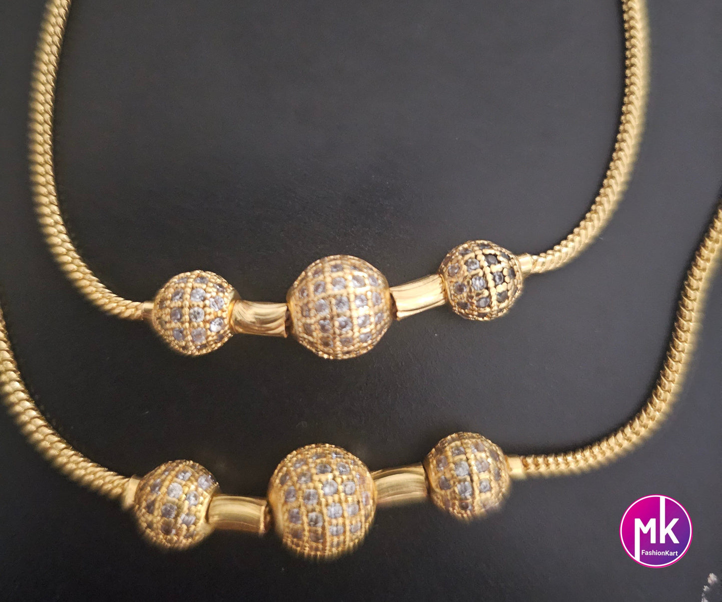 Gold finish Premium Quality AD stone Anklet/Leg chain/kolusu-  MK Fashionkart - Indian Fashion Jewelry