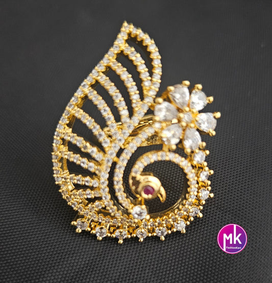 Peacock Gold premium quality AD/CZ stones Finger Ring (Adjustable)/Bollywood Ring -  MK Fashionkart
