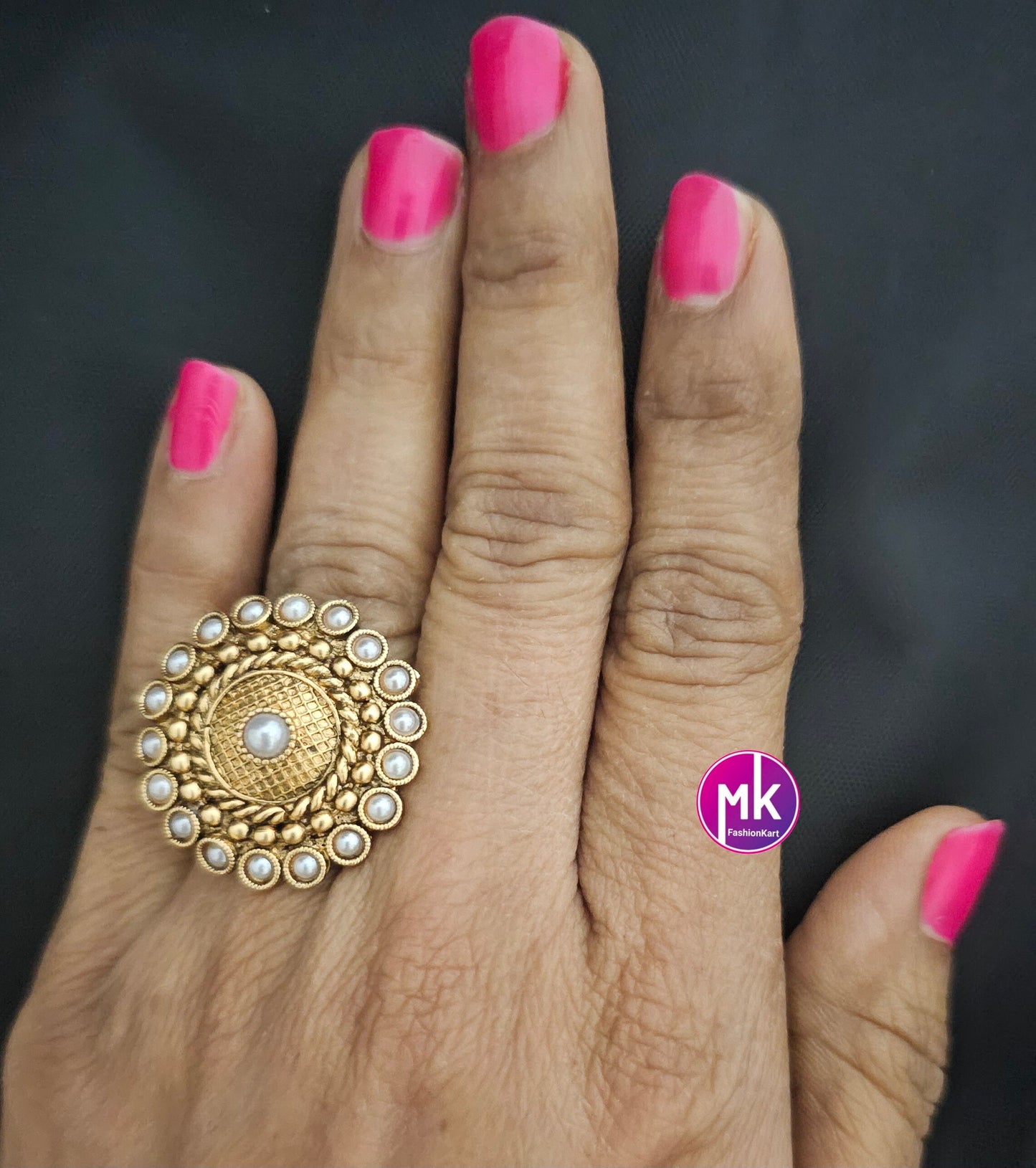 Premium Quality Antique finish AD stones Finger Ring (Adjustable)/Bollywood Ring -  MK Fashionkart - Indian Fashion Jewelry