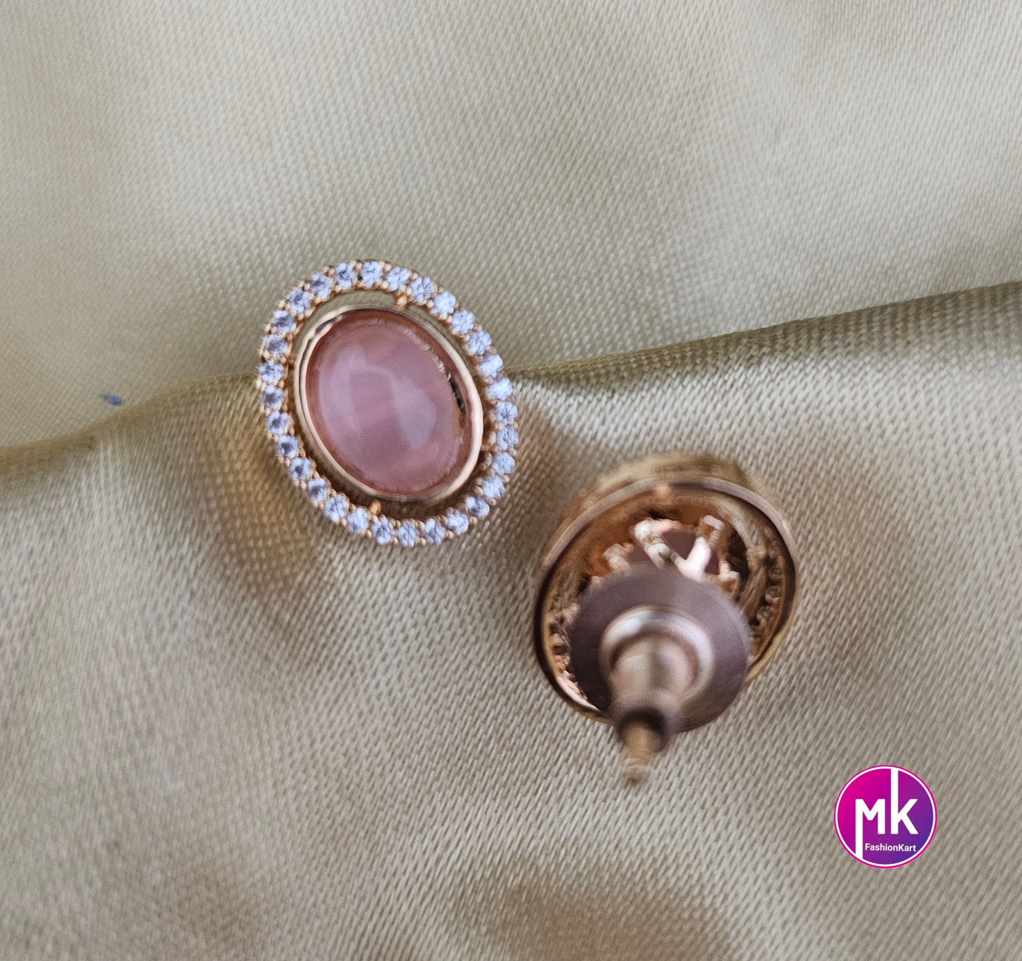 Gold finish premium polish AD stone Stud Earrings - Partywear stud Earrings - MK Fashionkart - Fashion Jewelry