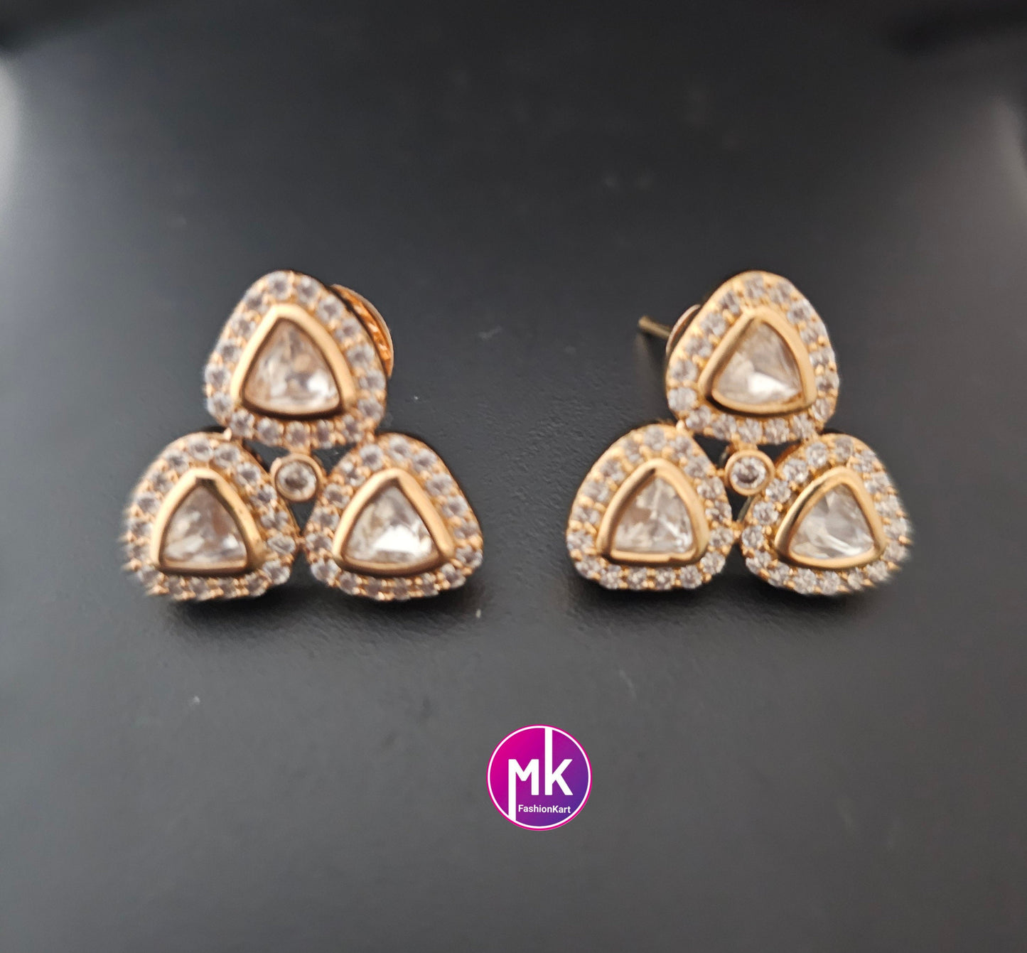 Bollywood Moissonite Stone Tops - Sabyasachi type Earrings - Wedding Studs - Bridal Studs - Gold stone Studs