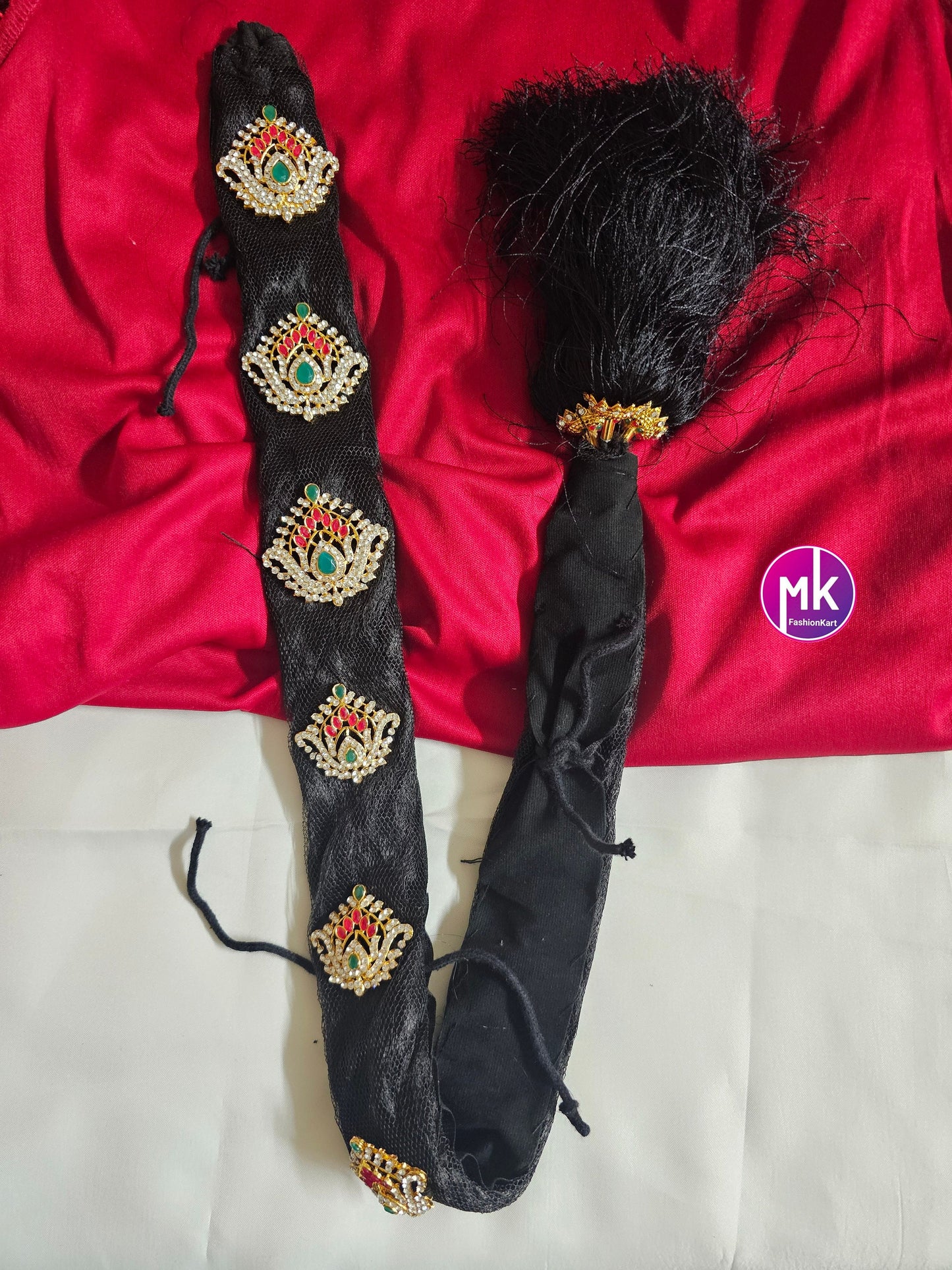 Handmade AD stones Jada Billa set for Baby shower/wedding/saree function/Hair Accessories/Bridal Hair Decoration -  MK Fashionkart