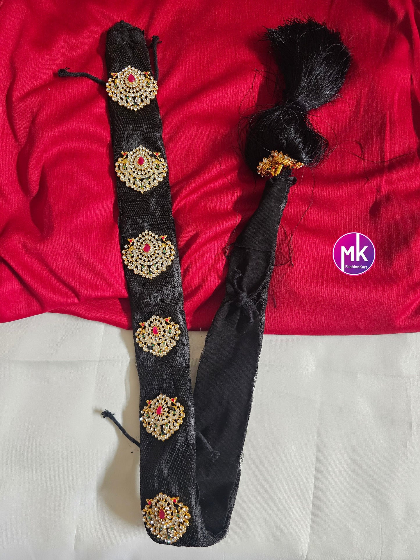 Handmade AD stones Jada Billa set for Baby shower/wedding/saree function/Hair Accessories/Bridal Hair Decoration -  MK Fashionkart