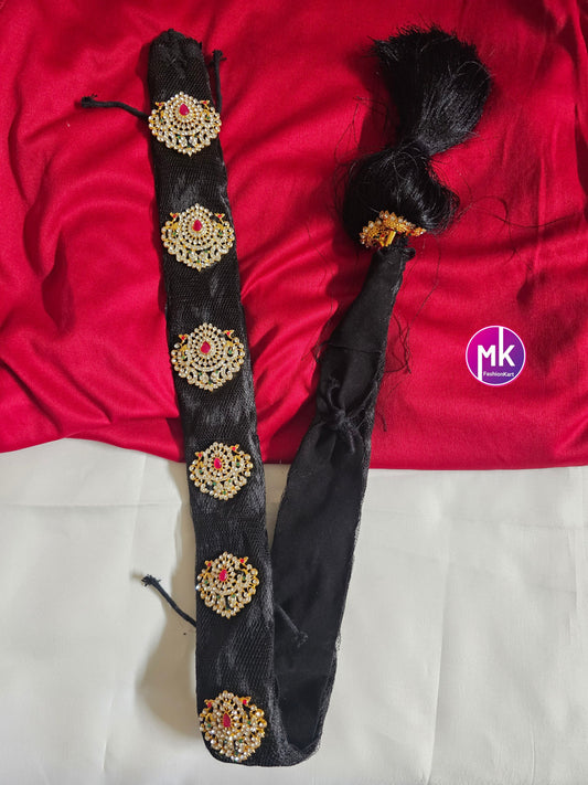Handmade AD stones Jada Billa set for Baby shower/wedding/saree function/Hair Accessories/Bridal Hair Decoration -  MK Fashionkart