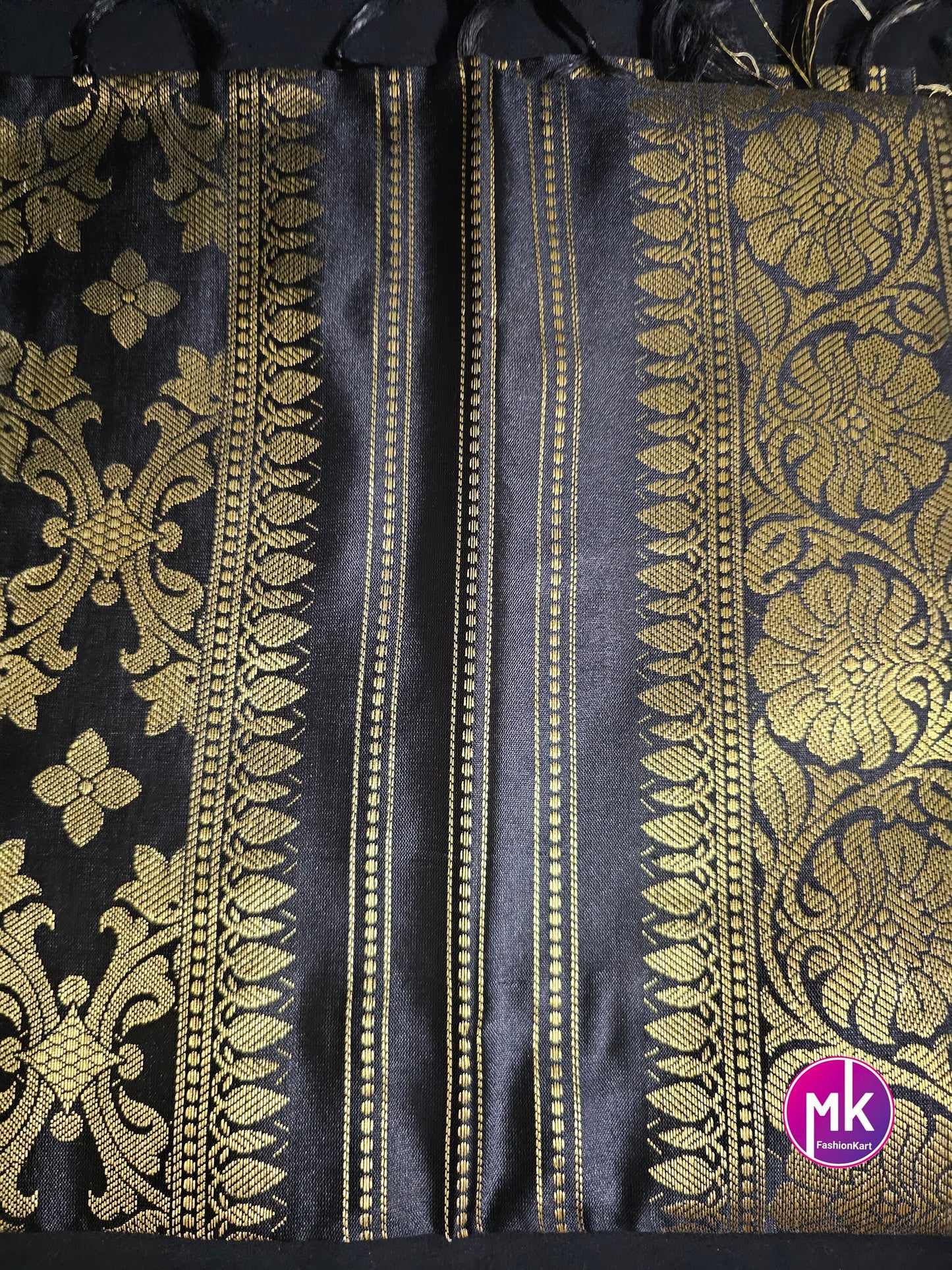 Banarasi Silk Black color Dupatta with floral weaving - MK Fashionkart