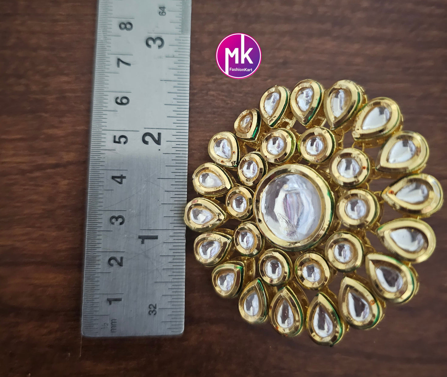 Bollywood Big Jaipur Kundan Polki Stone with Meenakari work backside Finger Ring (Adjustable)/- Fashion Jewelry Rings - MK Fashionkart