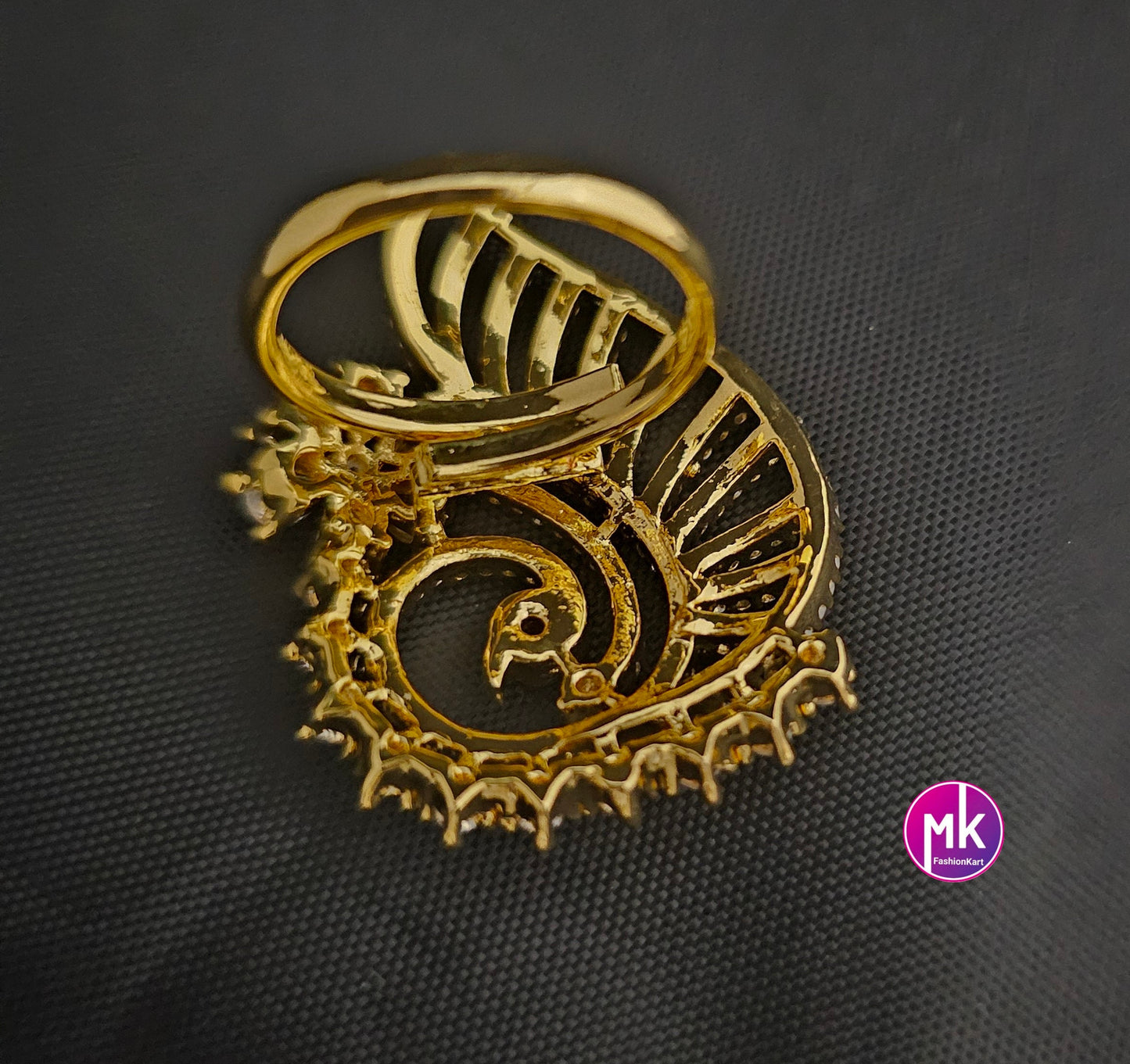 Peacock Gold premium quality AD/CZ stones Finger Ring (Adjustable)/Bollywood Ring -  MK Fashionkart