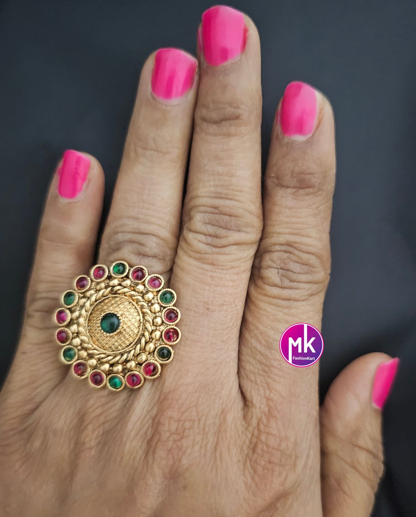 Premium Quality Antique finish AD stones Finger Ring (Adjustable)/Bollywood Ring -  MK Fashionkart - Indian Fashion Jewelry
