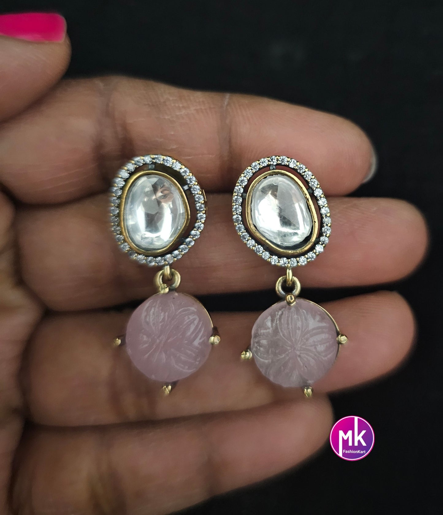 Victorian polish premium polish CZ stone Earrings - MK Fashionkart - Fashion Jewelry