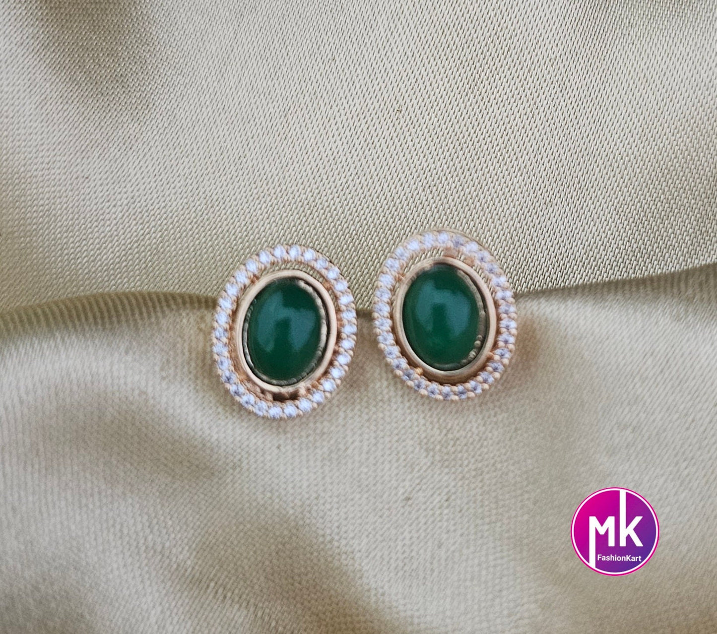 Gold finish premium polish AD stone Stud Earrings - Partywear stud Earrings - MK Fashionkart - Fashion Jewelry