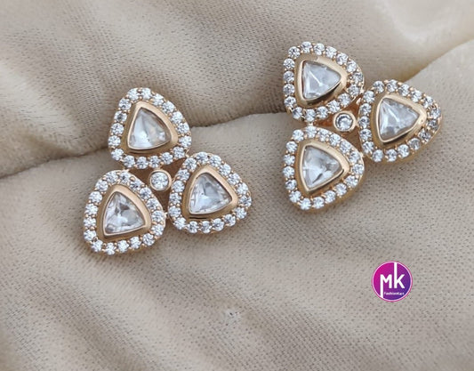 Bollywood Moissonite Stone Tops - Sabyasachi type Earrings - Wedding Studs - Bridal Studs - Gold stone Studs