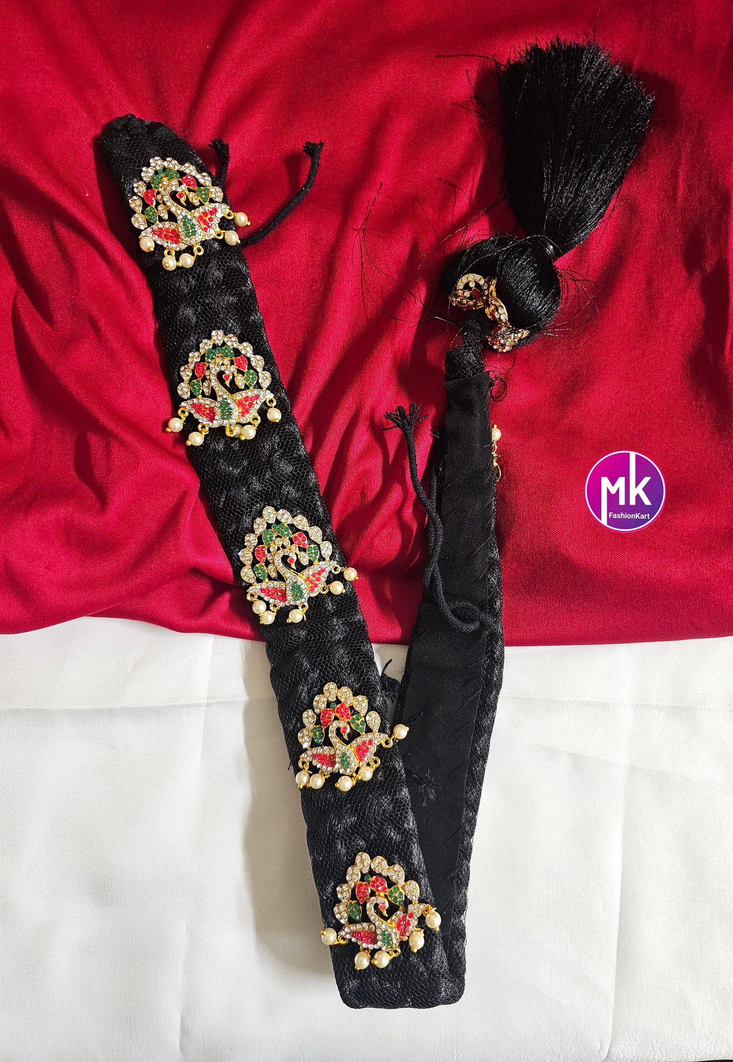 Handmade AD stones Jada Billa set for Baby shower/wedding/saree function/Hair Accessories/Bridal Hair Decoration -  MK Fashionkart