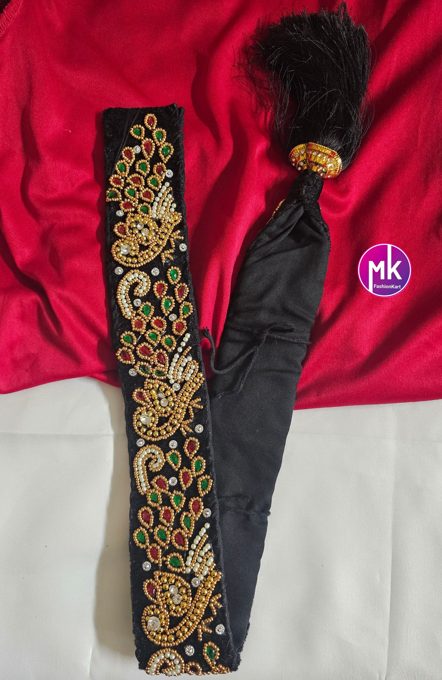 Handmade Aari work Jada Billa set for Baby shower/wedding/saree function/Hair Accessories/Bridal Hair Decoration -  MK Fashionkart