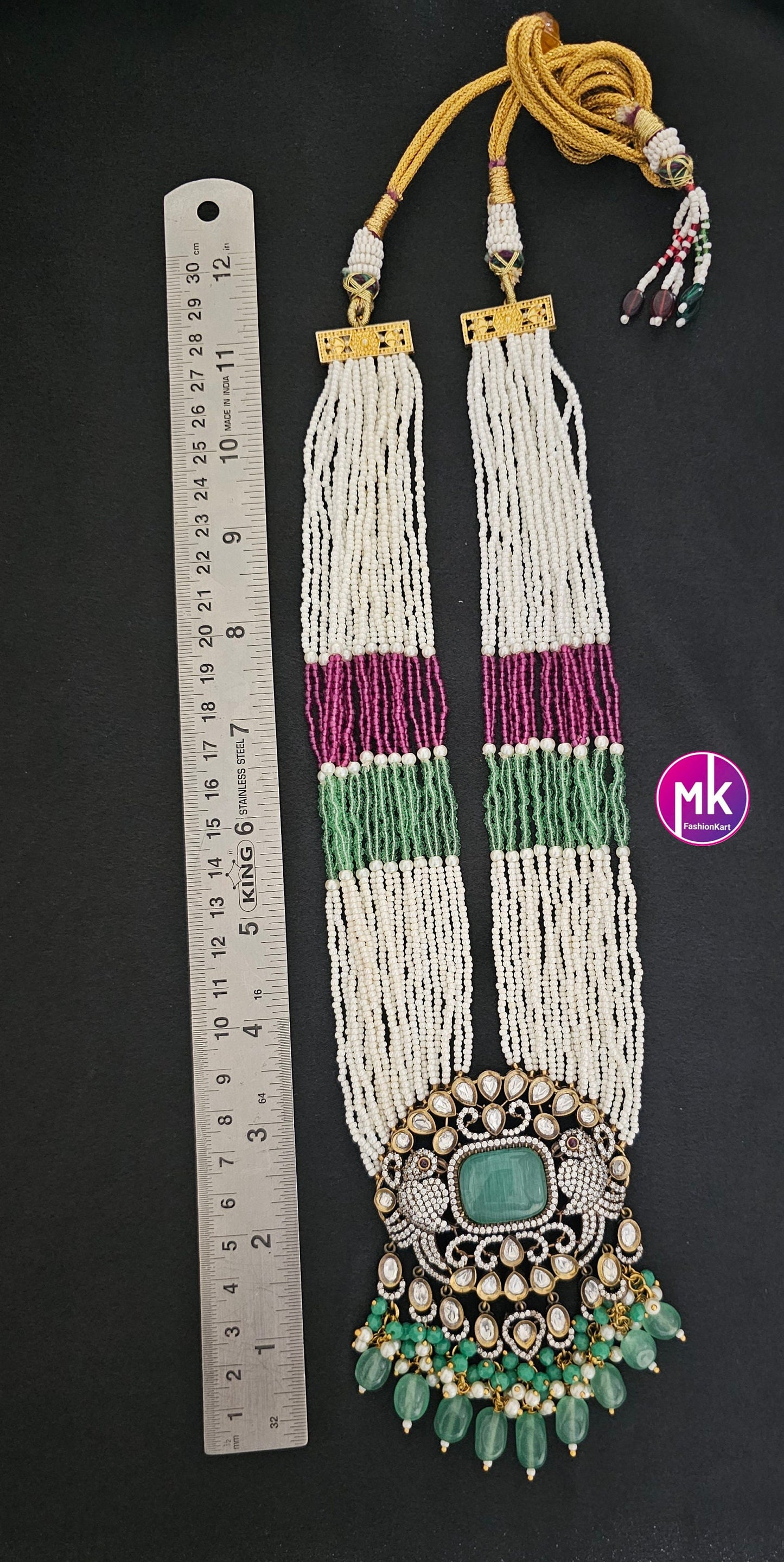 Premium high quality grand looking Multi-layer Victorian pendent with crystal bead long mala - MK Fashionkart