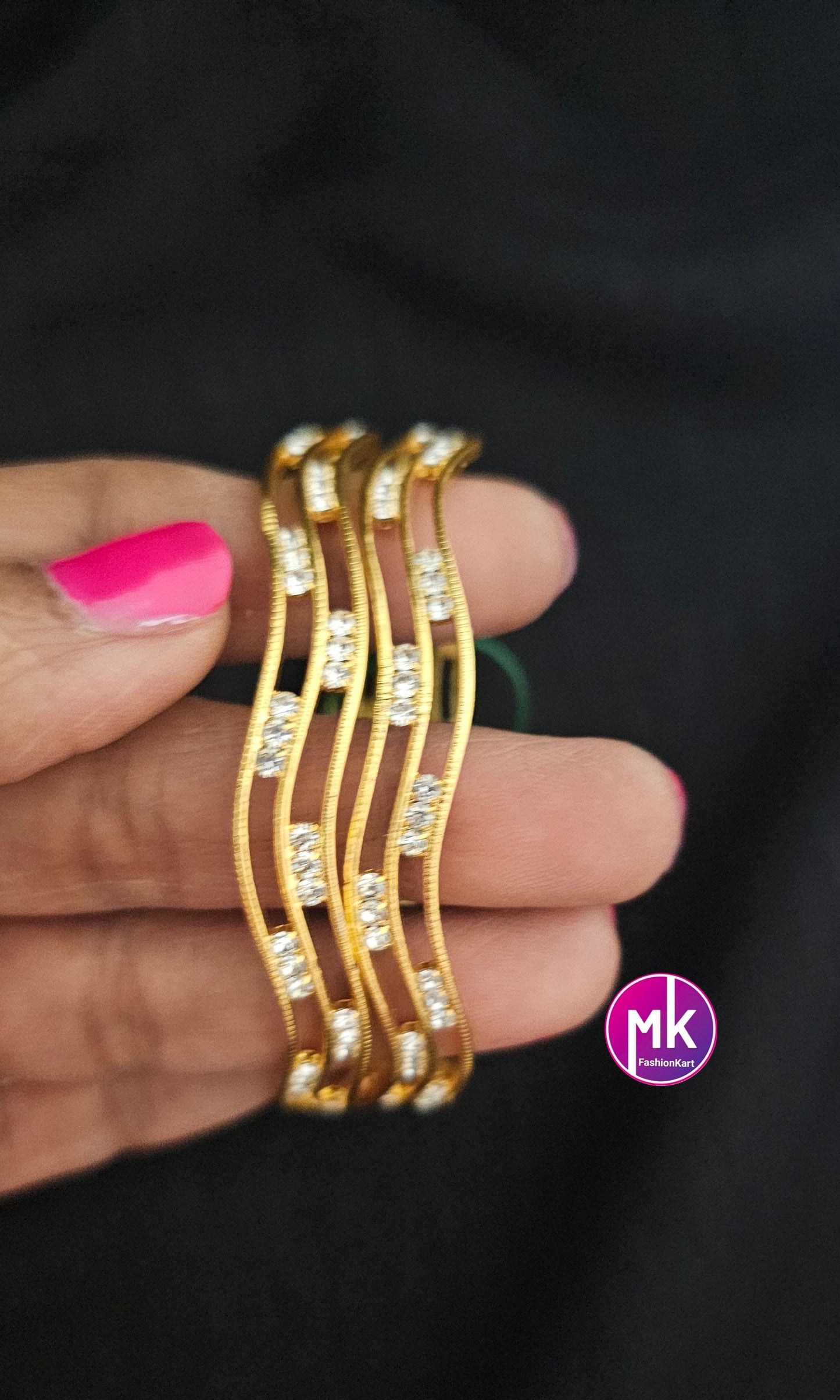 Gold Finish bangles - Set of 2 bangles - Size 2.4, 2.6, 2.8 and 2.10 - Womens Bangles - Wedding bangles - MK Fashionkart