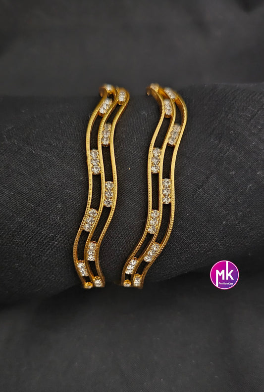 Gold Finish bangles - Set of 2 bangles - Size 2.4, 2.6, 2.8 and 2.10 - Womens Bangles - Wedding bangles - MK Fashionkart