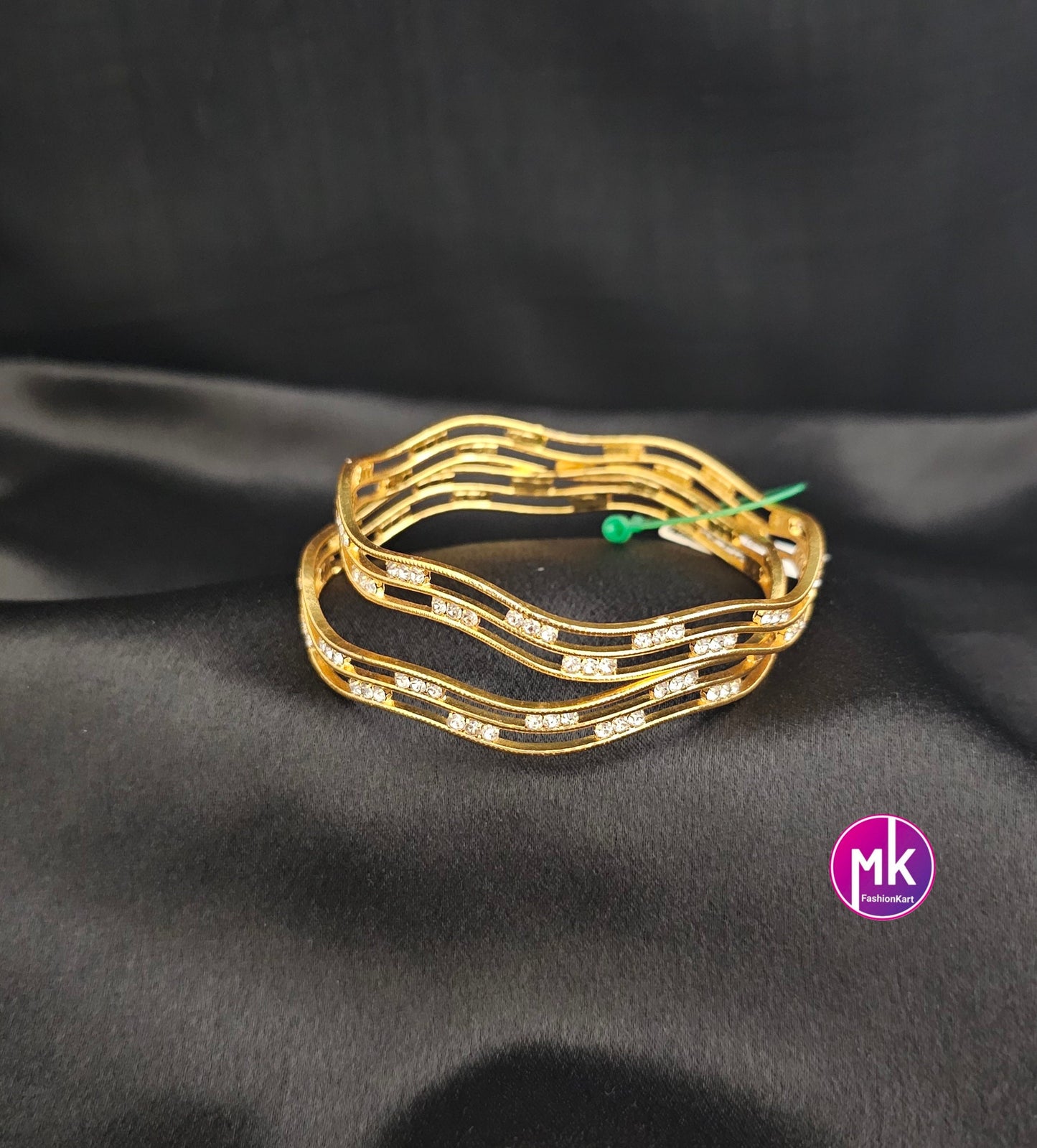 Gold Finish bangles - Set of 2 bangles - Size 2.4, 2.6, 2.8 and 2.10 - Womens Bangles - Wedding bangles - MK Fashionkart
