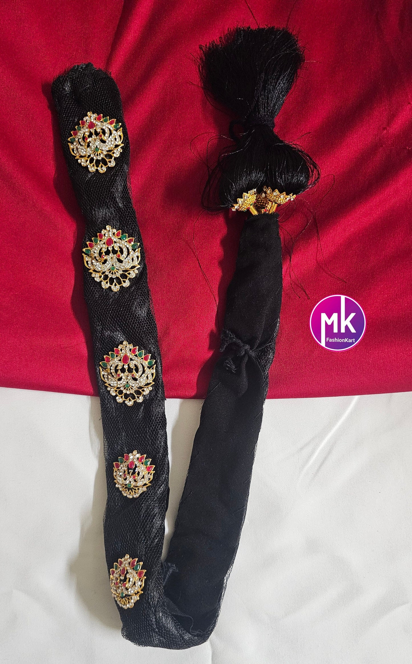 Handmade AD stones Jada Billa set for Baby shower/wedding/saree function/Hair Accessories/Bridal Hair Decoration -  MK Fashionkart