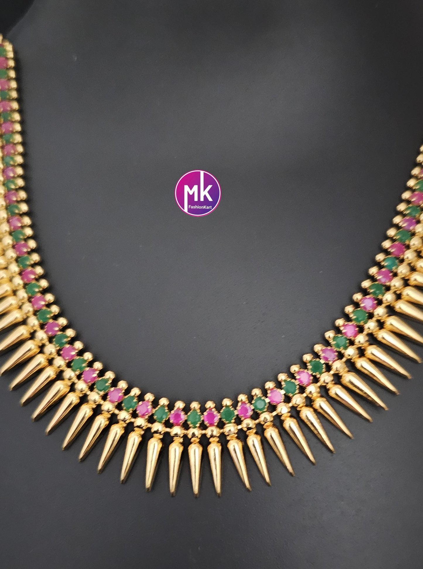Kerala Mullamottu design premium quality Combo Multi-color AD Gold finish Combo set - Gold Jewelry Replica - Bridal Haram - MK Fashionkart