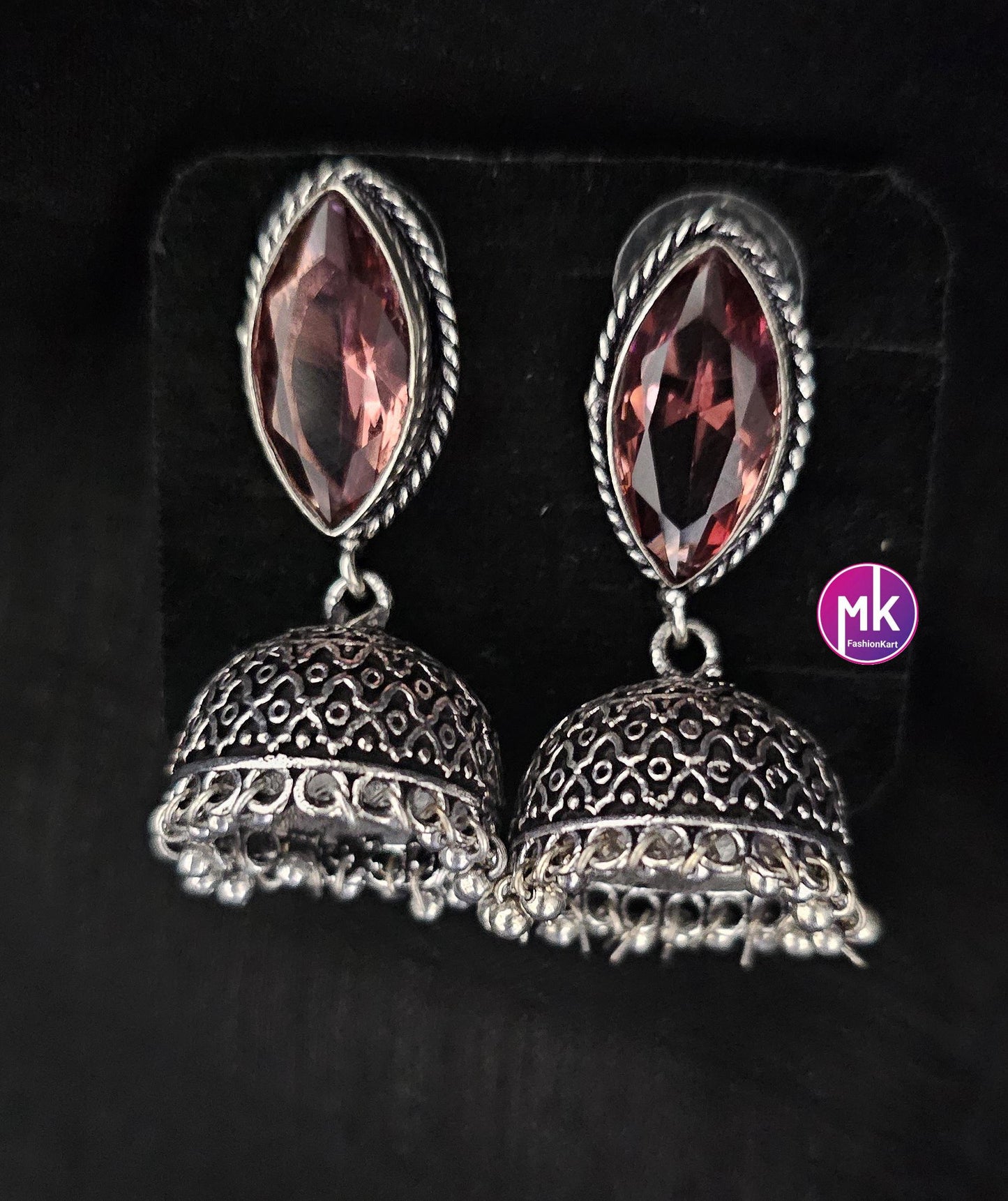 Silver Oxidized Jhumki Jhumka for Women and Girls  - MK Fashionkart - Indian Fashion Jewelry