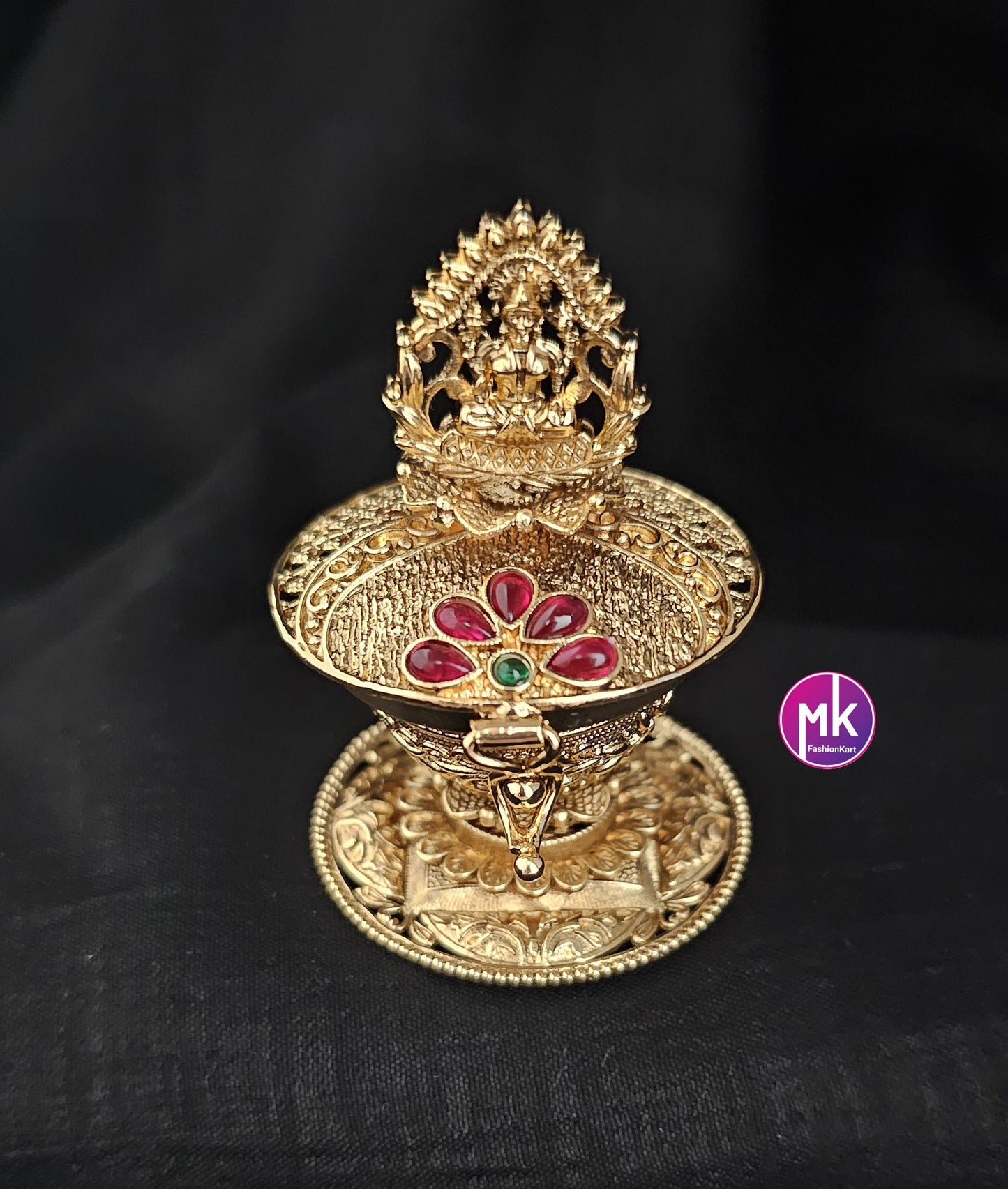 Gold plated Kumkum box/Sindoor box/Wedding Gift/Pooja Accessory/Indian Decor/Kumkum Bharani - MK Fashionkart