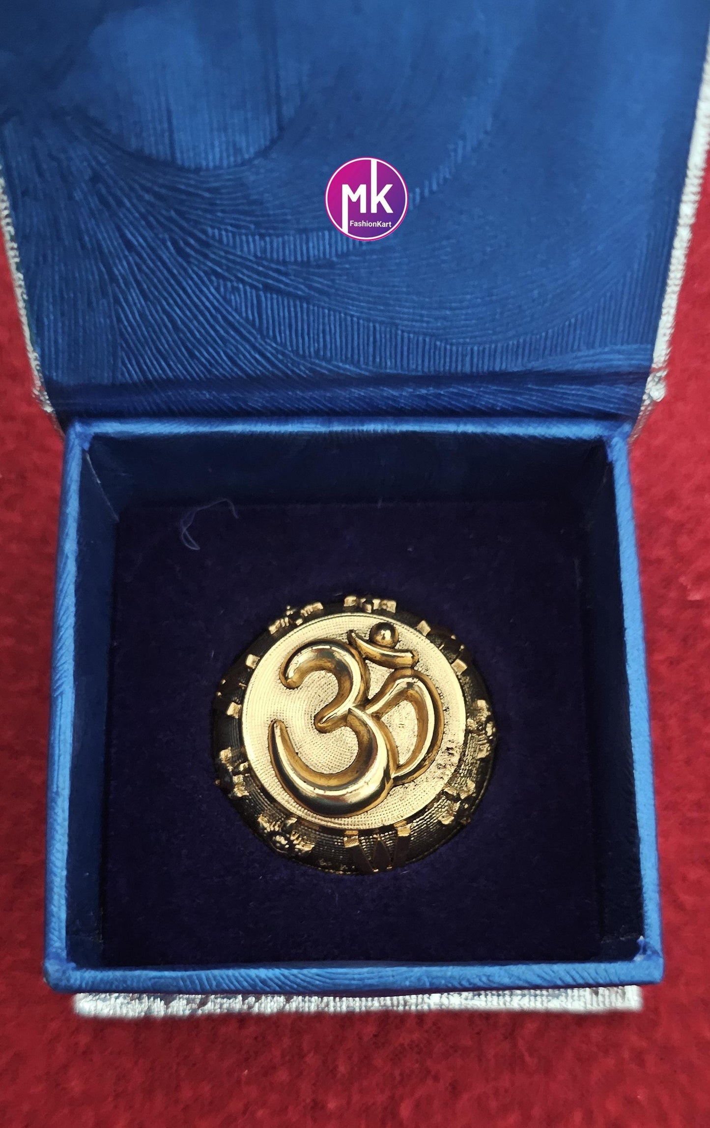 Traditional Om/Swastik Idol with beautifully crafted Satin velvet box - Spiritual/Housewarming/Birthday/Wedding day Gift - MK Fashionkart