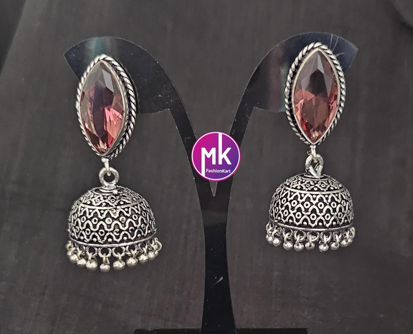 Silver Oxidized Jhumki Jhumka for Women and Girls  - MK Fashionkart - Indian Fashion Jewelry