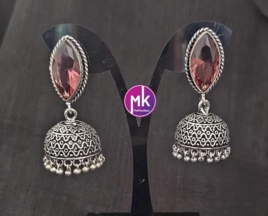 Silver Oxidized Jhumki Jhumka for Women and Girls  - MK Fashionkart - Indian Fashion Jewelry