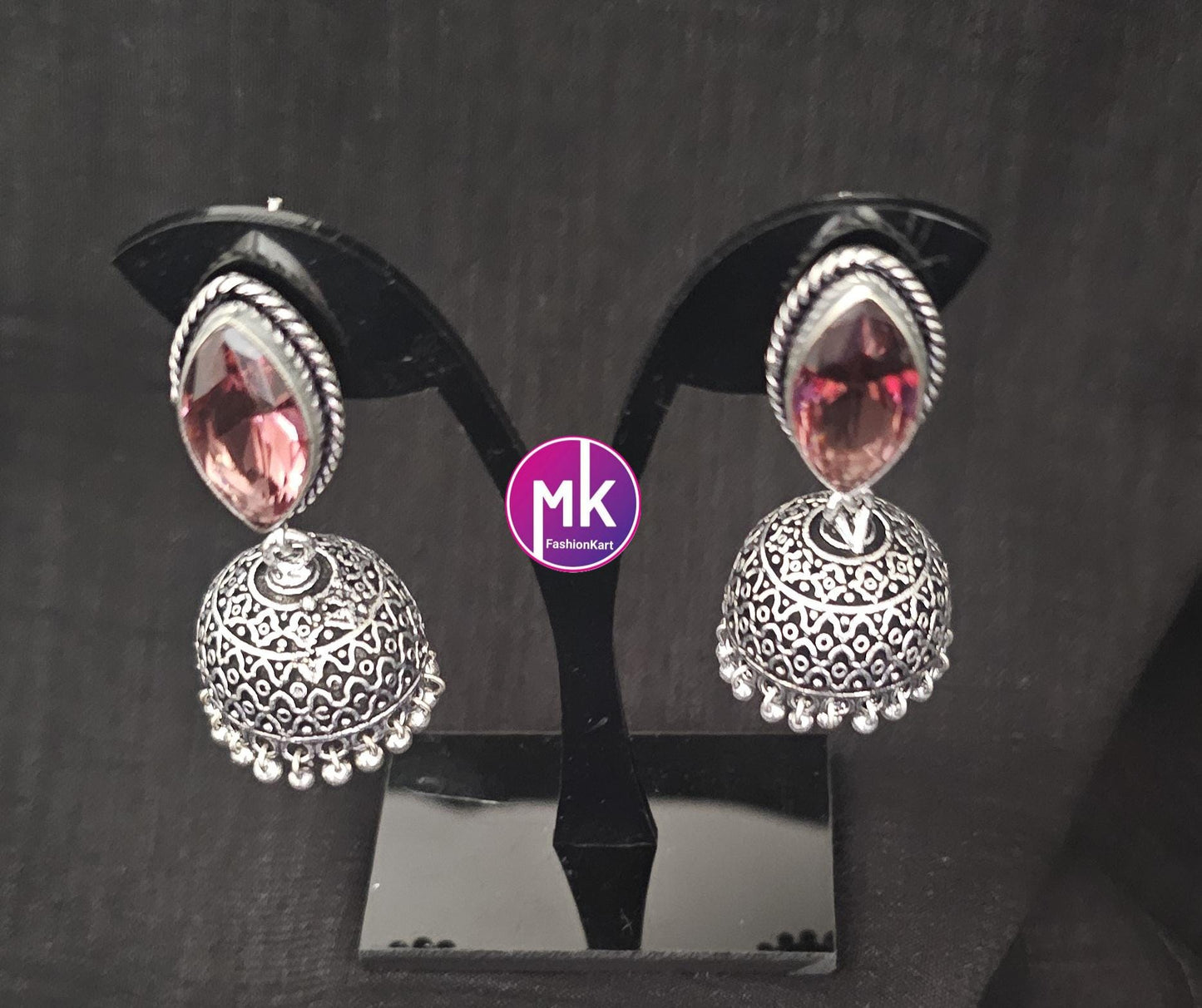Silver Oxidized Jhumki Jhumka for Women and Girls  - MK Fashionkart - Indian Fashion Jewelry