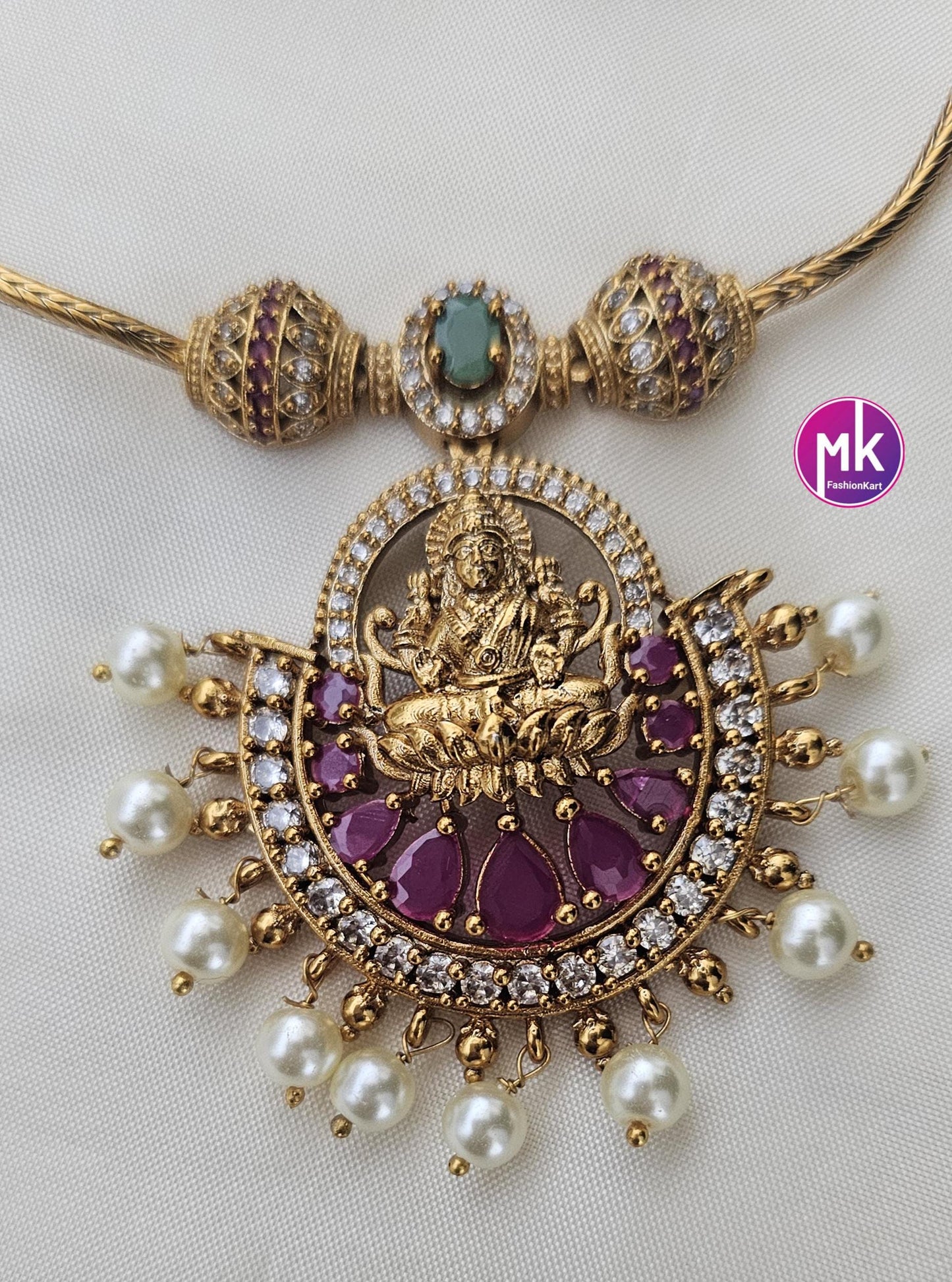 Lakshmi premium quality matte finish necklace with matching Jhumka - Adult cum Teen Necklace - Fashion Jewelry - MK Fashionkart
