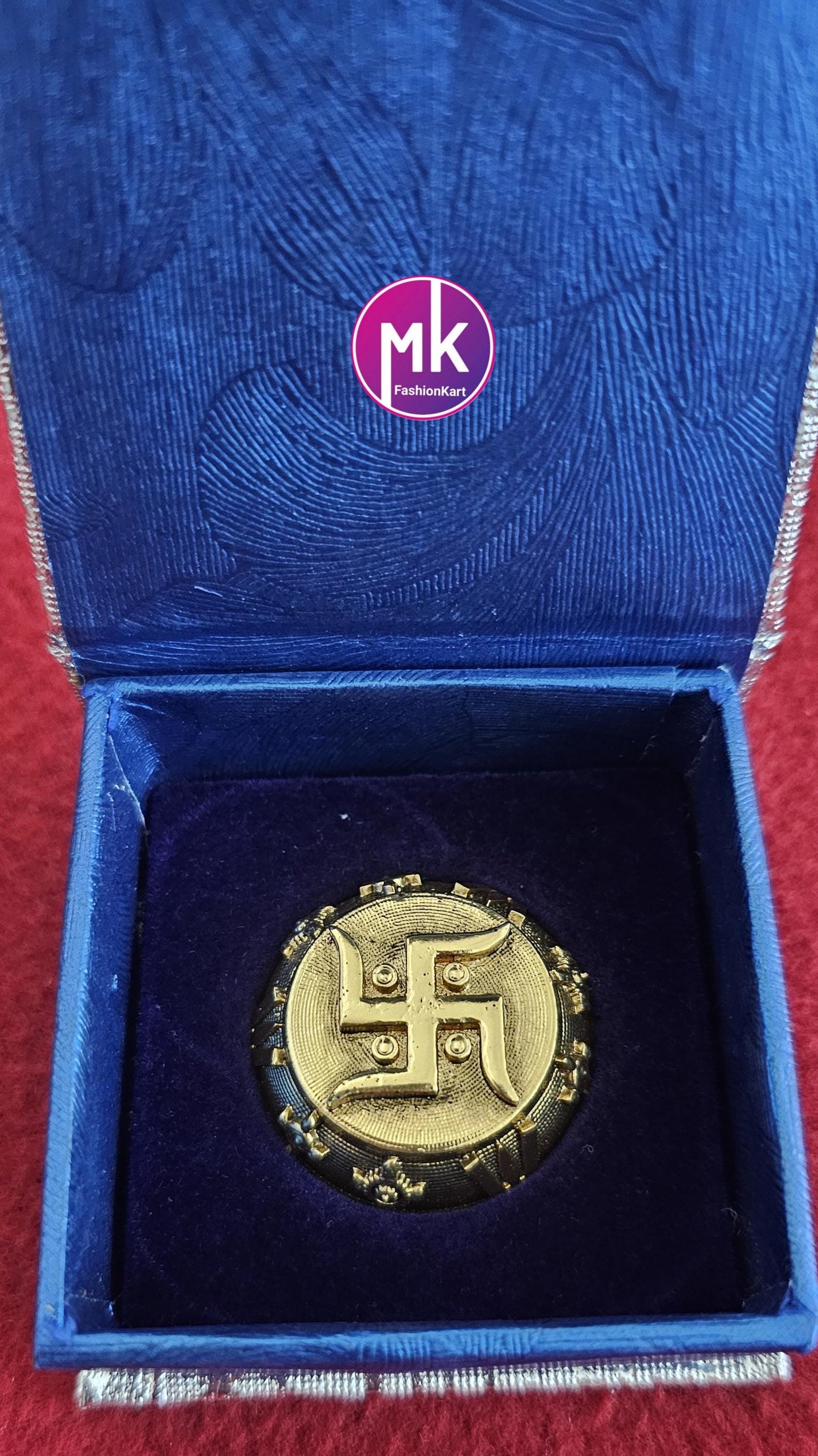 Traditional Om/Swastik Idol with beautifully crafted Satin velvet box - Spiritual/Housewarming/Birthday/Wedding day Gift - MK Fashionkart