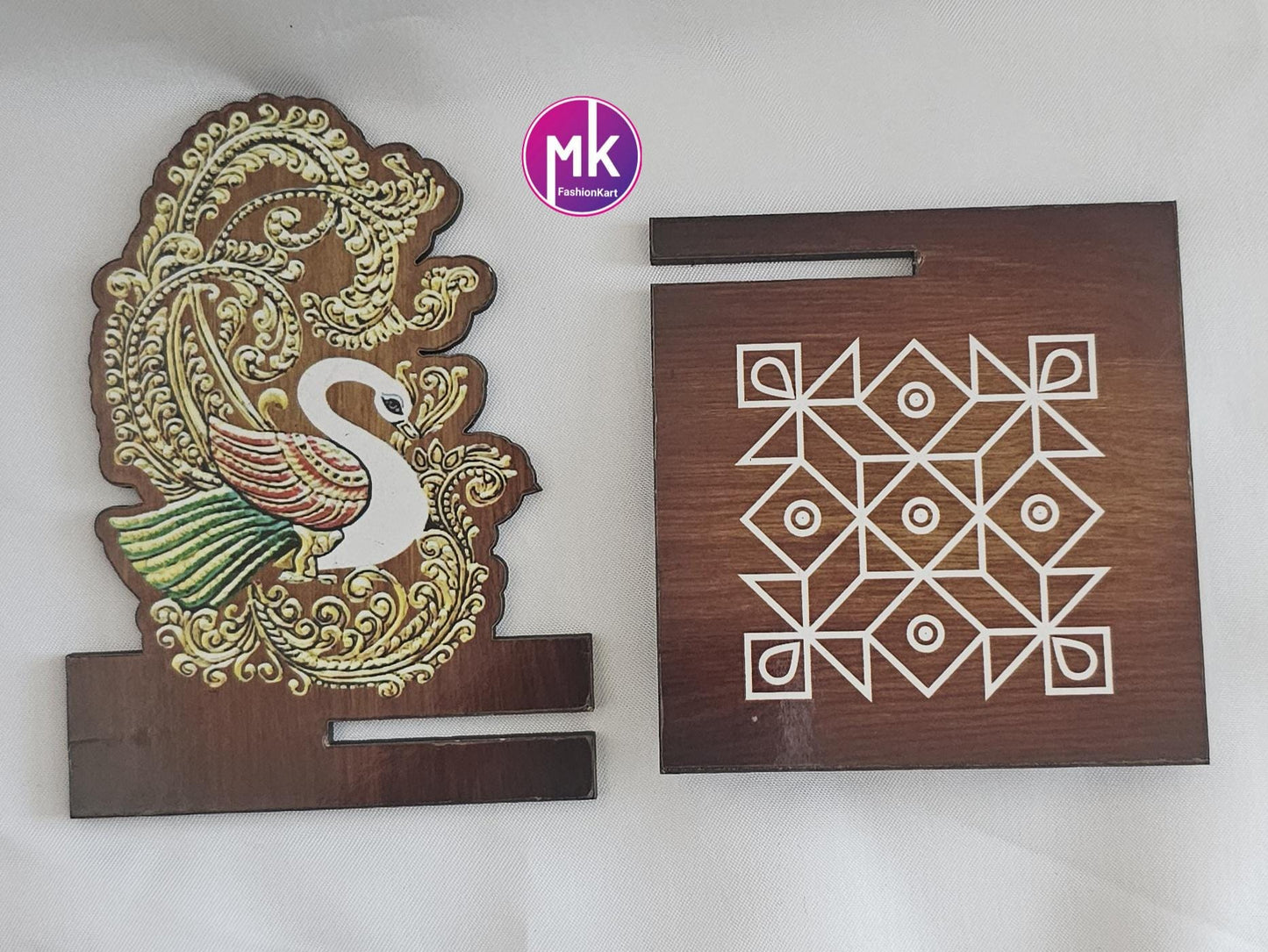 Handmade peacock Kolam Diya stand - House warming Gift, Pooja Decor, Pooja return gift - MK Fashionkart
