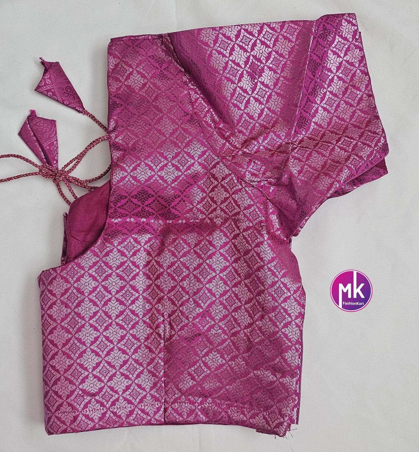 Readymade Saree Blouse - Pink color Blouse with lining for Sarees - Silk Cotton blouse - Size 36", 38" and 40" -MK Fashionkart
