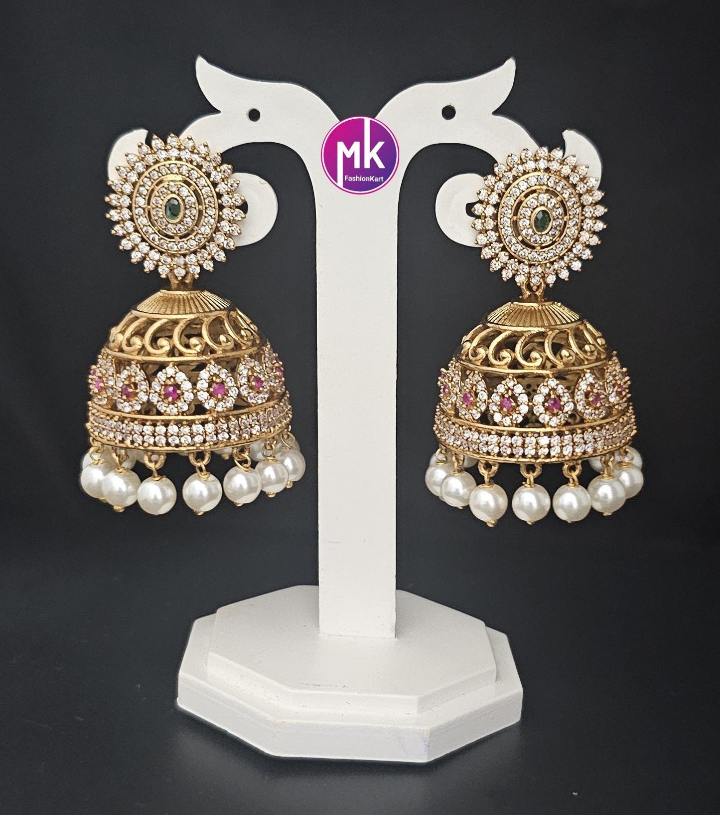 Premium Quality premium polish Big Jhumka with hangings pearls - MK Fashionkart - Fashion Jewelry