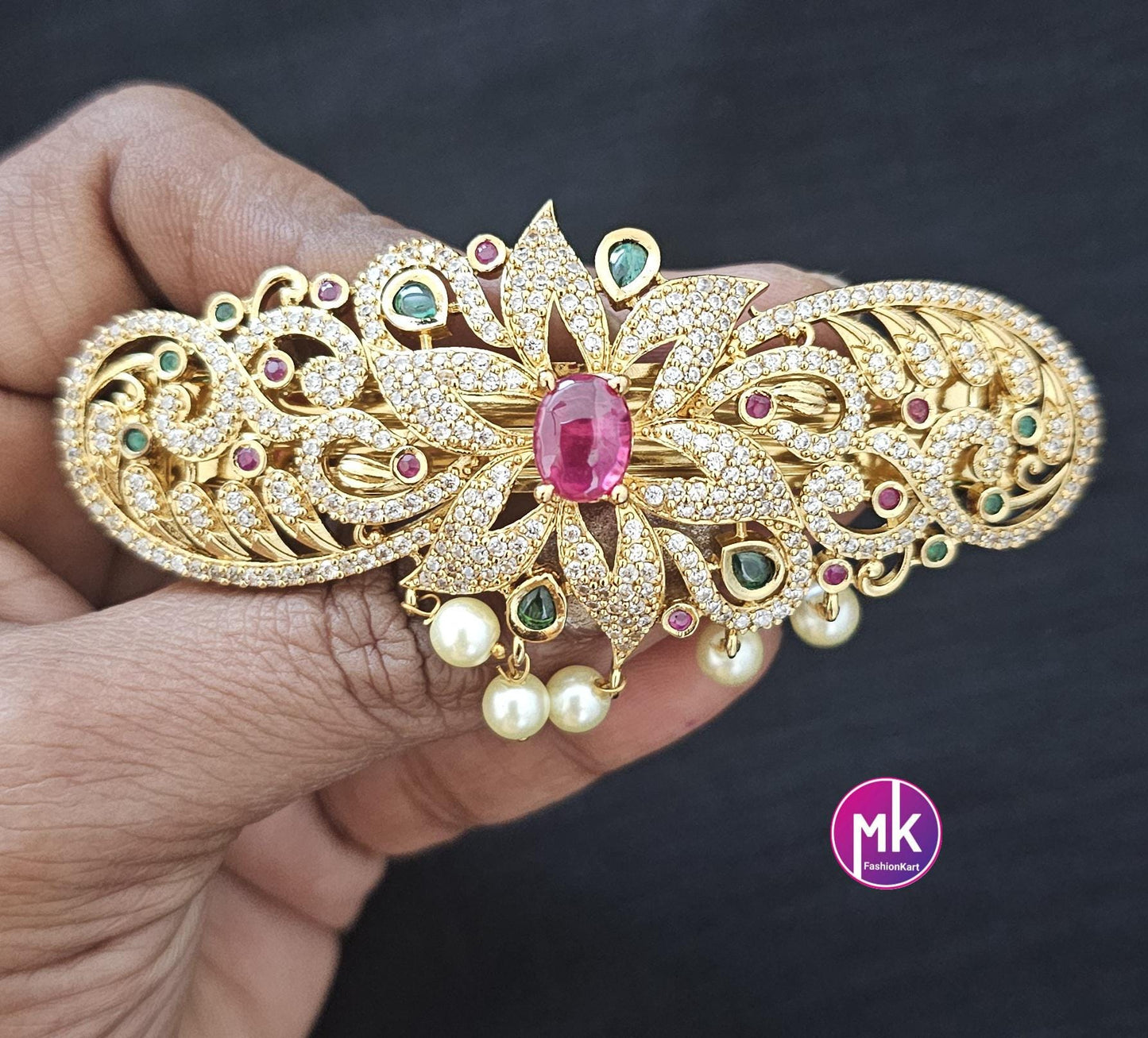Flower design Premium Quality AD stone Hair Clip/Hair Accessories/Party Hair Clip - Wedding Hair Clip -MK Fashionkart - Fashion Jewelry