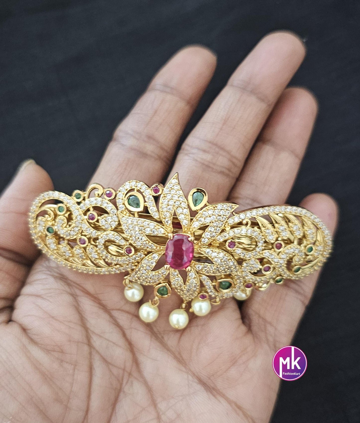 Flower design Premium Quality AD stone Hair Clip/Hair Accessories/Party Hair Clip - Wedding Hair Clip -MK Fashionkart - Fashion Jewelry
