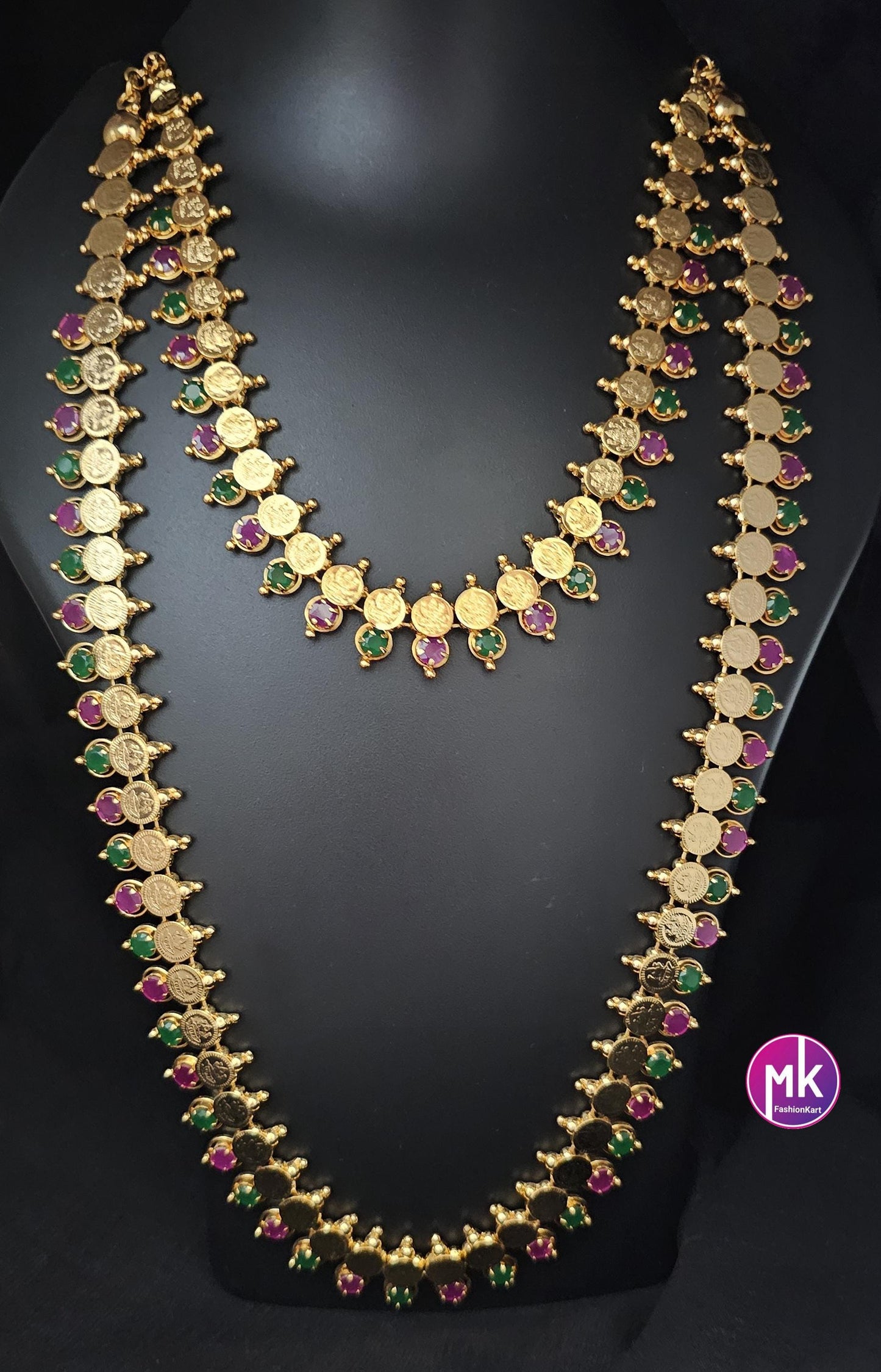 Lakshmi Premium quality Combo Multi-color AD Gold finish Combo set - Gold Jewelry Replica - Bridal Haram - MK Fashionkart