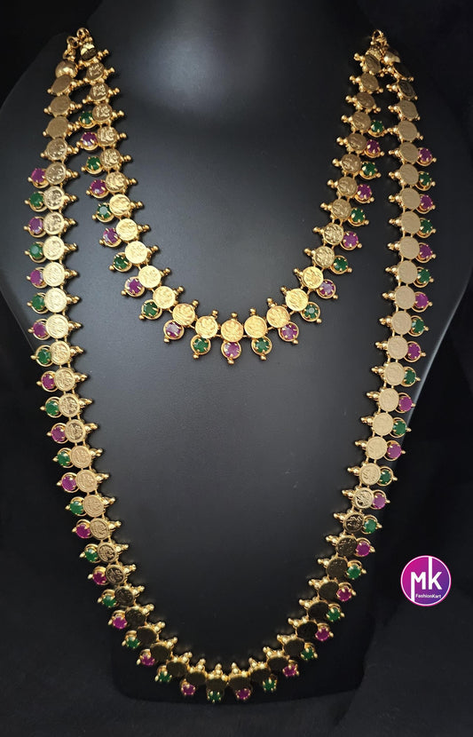 Lakshmi Premium quality Combo Multi-color AD Gold finish Combo set - Gold Jewelry Replica - Bridal Haram - MK Fashionkart