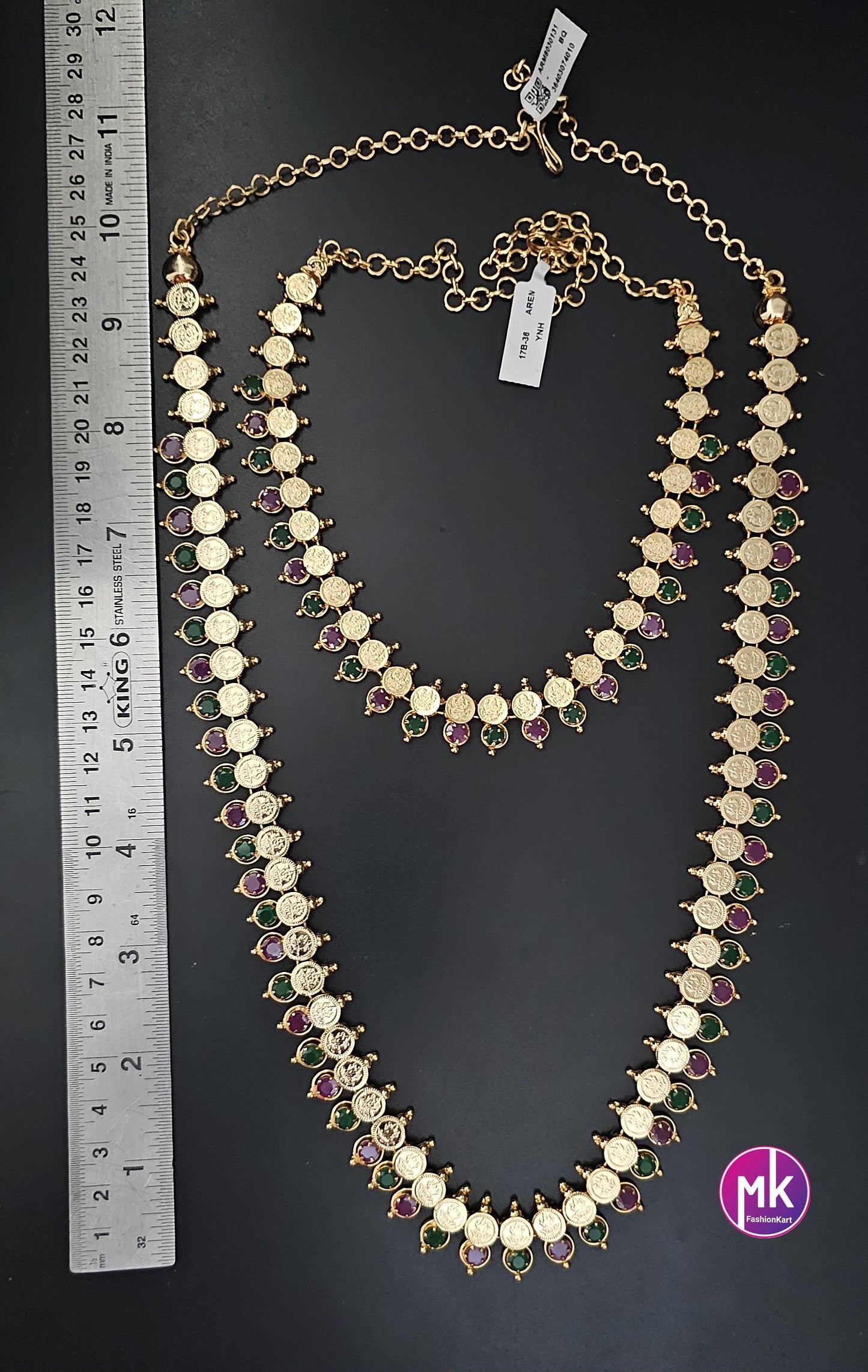 Lakshmi Premium quality Combo Multi-color AD Gold finish Combo set - Gold Jewelry Replica - Bridal Haram - MK Fashionkart