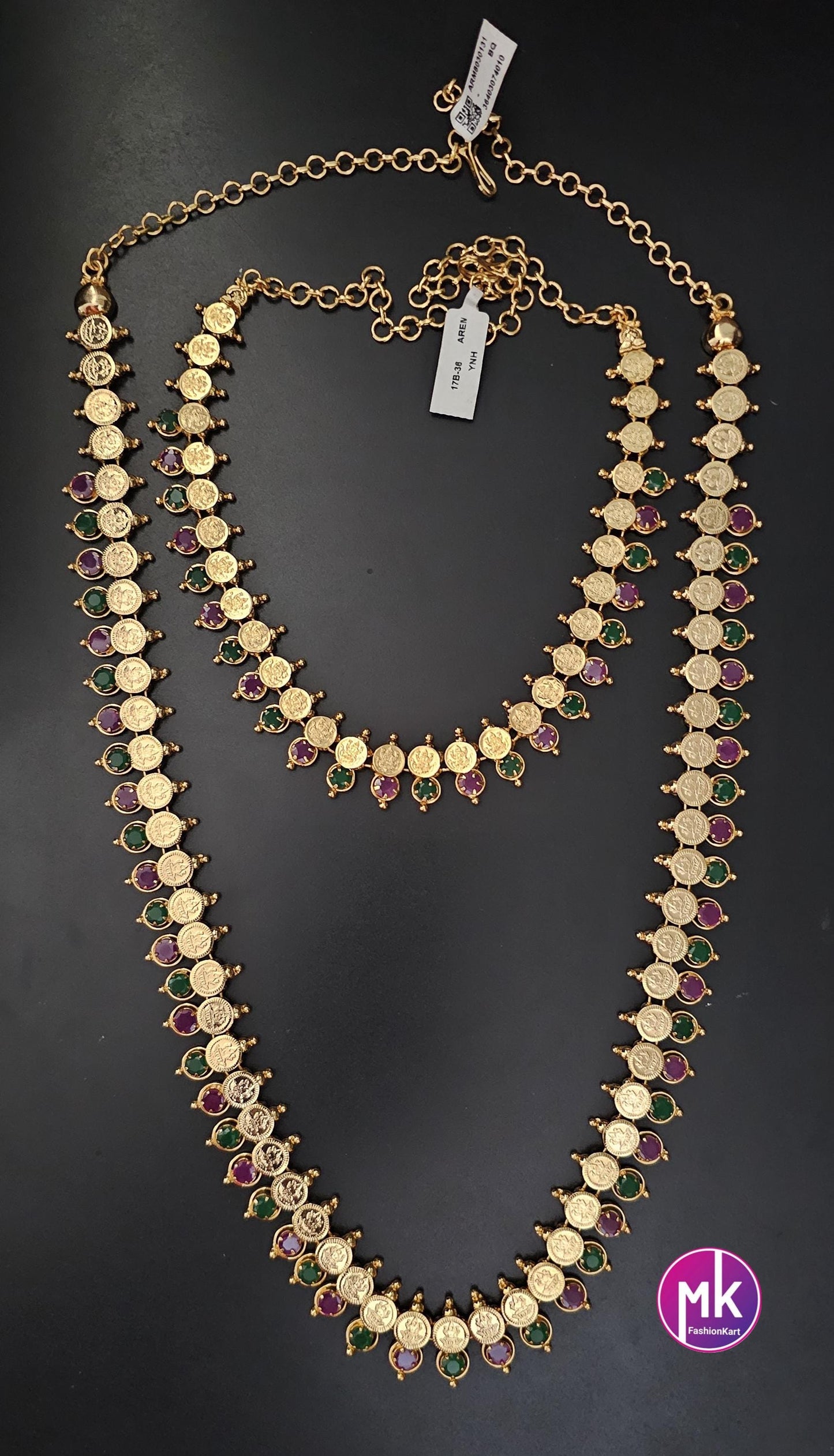Lakshmi Premium quality Combo Multi-color AD Gold finish Combo set - Gold Jewelry Replica - Bridal Haram - MK Fashionkart