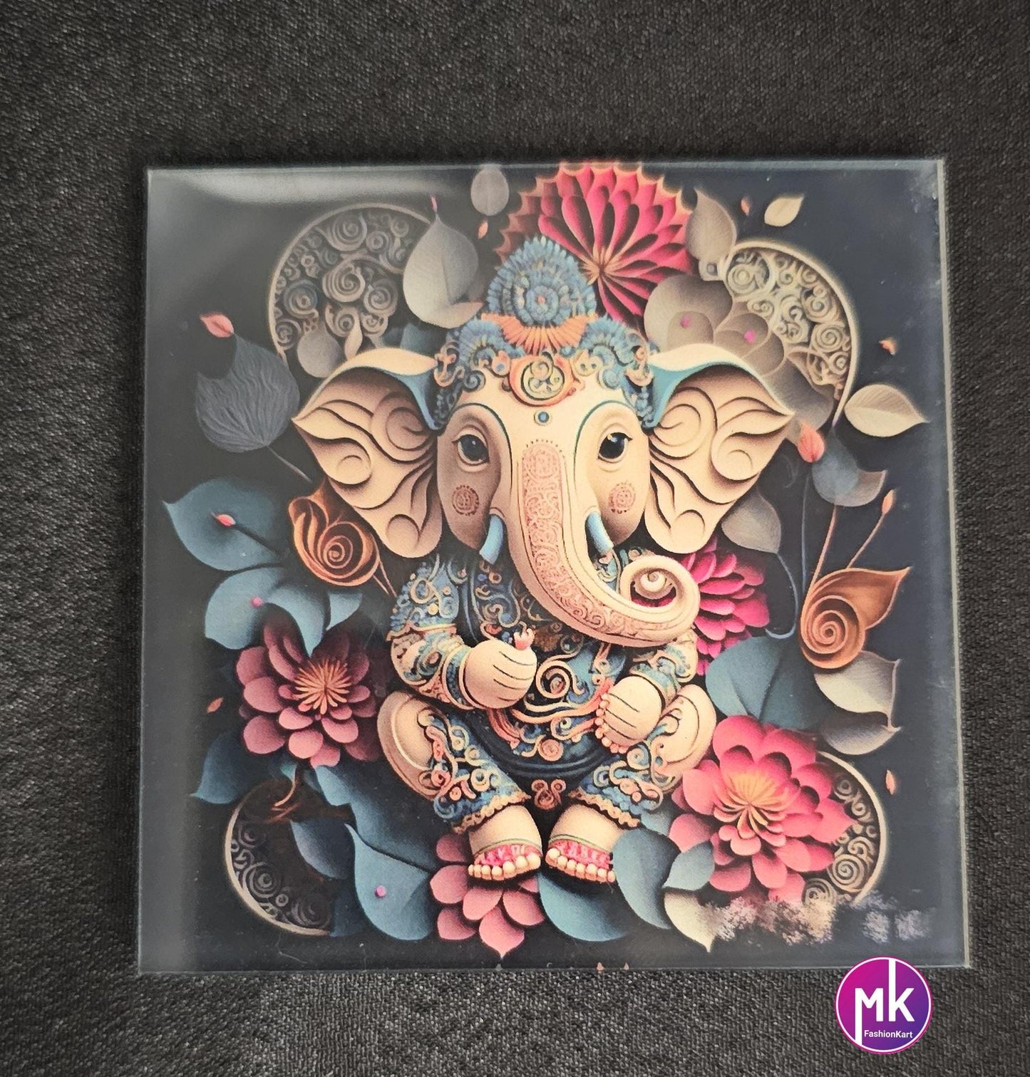 Modern Art lord Ganesa/Tanjavur picture of Goddess Gaja Lakshmi Acrylic Fridge magnet House warming Gift, Pooja return gift - MK Fashionkart