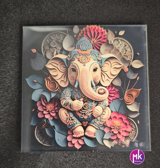 Modern Art lord Ganesa/Tanjavur picture of Goddess Gaja Lakshmi Acrylic Fridge magnet House warming Gift, Pooja return gift - MK Fashionkart